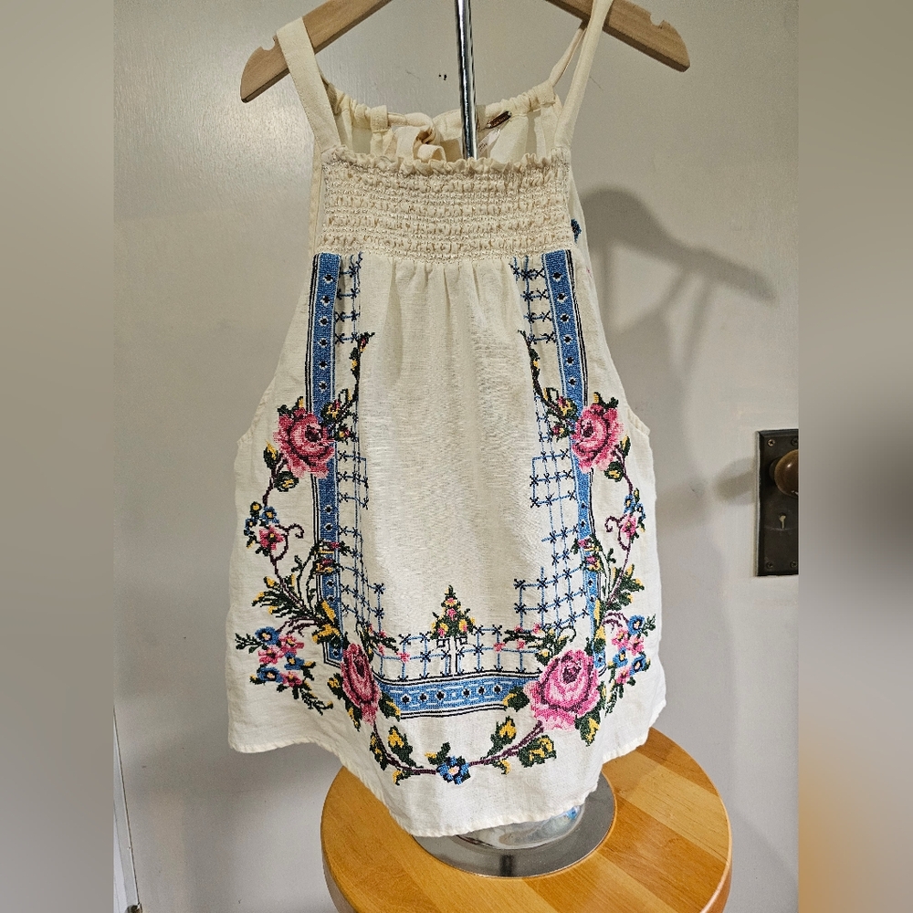 Free people embroidered tank top